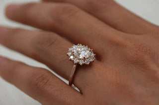 1.91 CT Oval Cut Halo Moissanite Diamond Engagement Ring