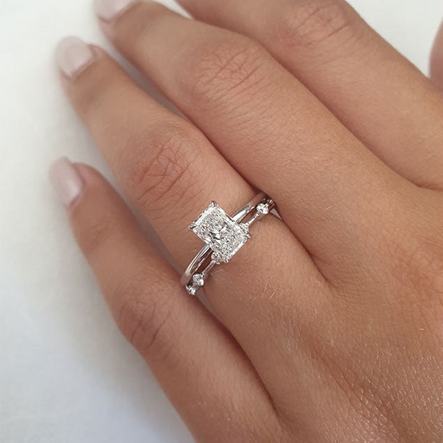1.0ct Radiant Cut Moissanite Solitaire Engagement Ring