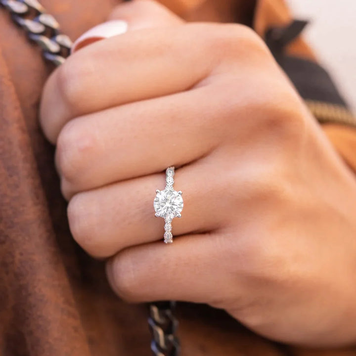 1.80CT Round Cut Solitaire Moissanite Diamond Engagement Ring