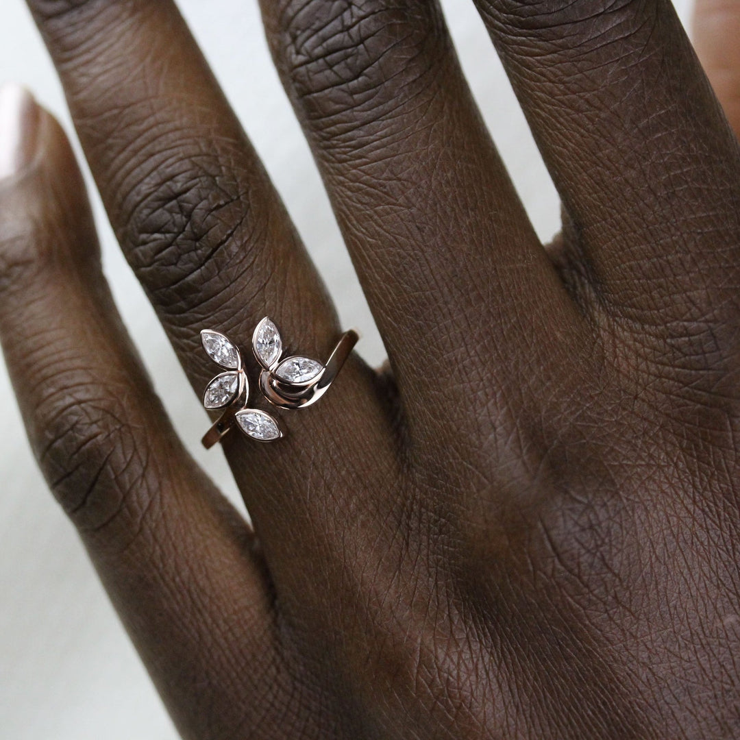 0.60ct Marquise Cut Unique Moissanite Diamond Engagement Ring