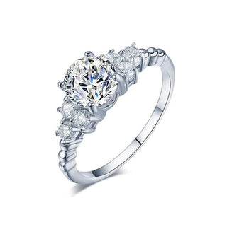 2.0CT Round Cut Cluster Moissanite Diamond Engagement Ring