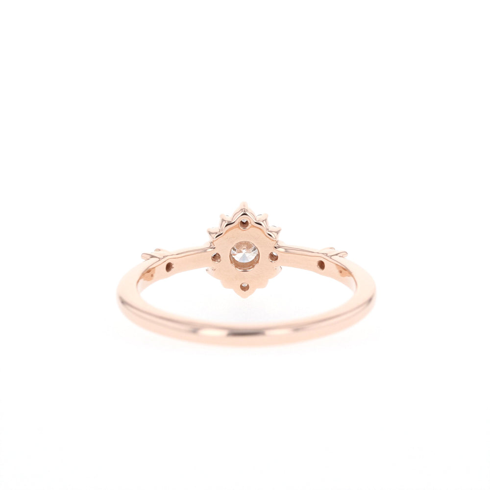 0.25ct Round Diamond Moissanite Halo Pave Engagement Ring