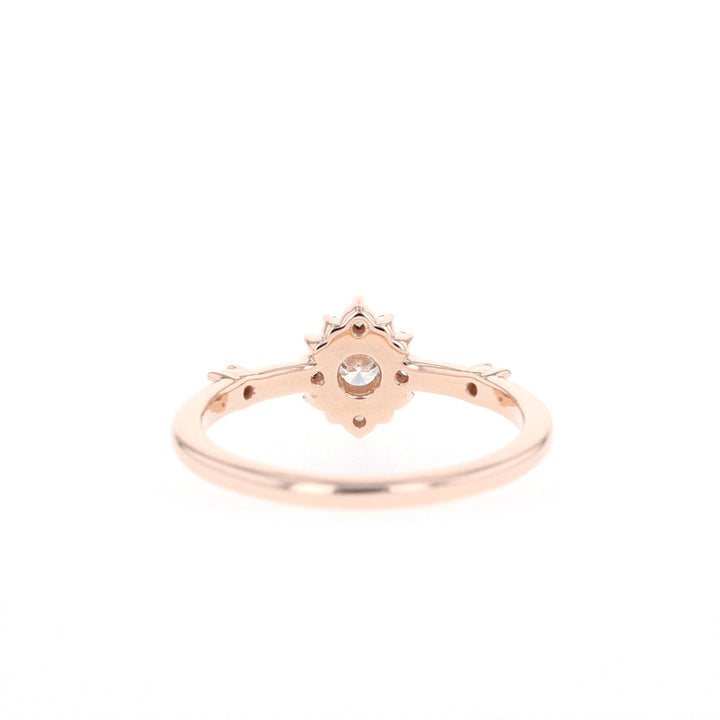 0.25ct Round Diamond Moissanite Halo Pave Engagement Ring