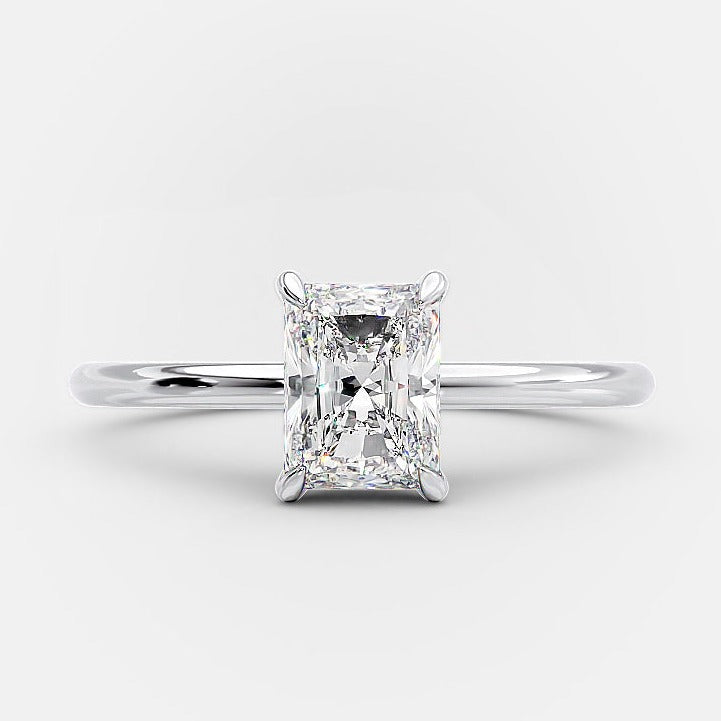 1.0ct Radiant Cut Moissanite Solitaire Engagement Ring