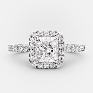 1.0ct Radiant Cut Diamond Halo 14k White Gold Engagement Ring