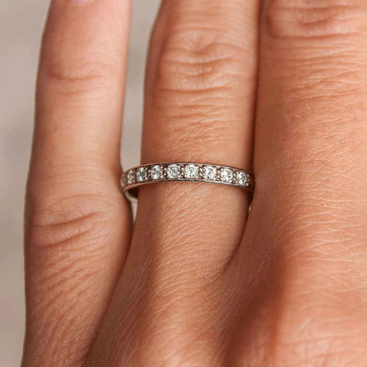 2.0mm Round Brilliant Cut Half Eternity Wedding Band
