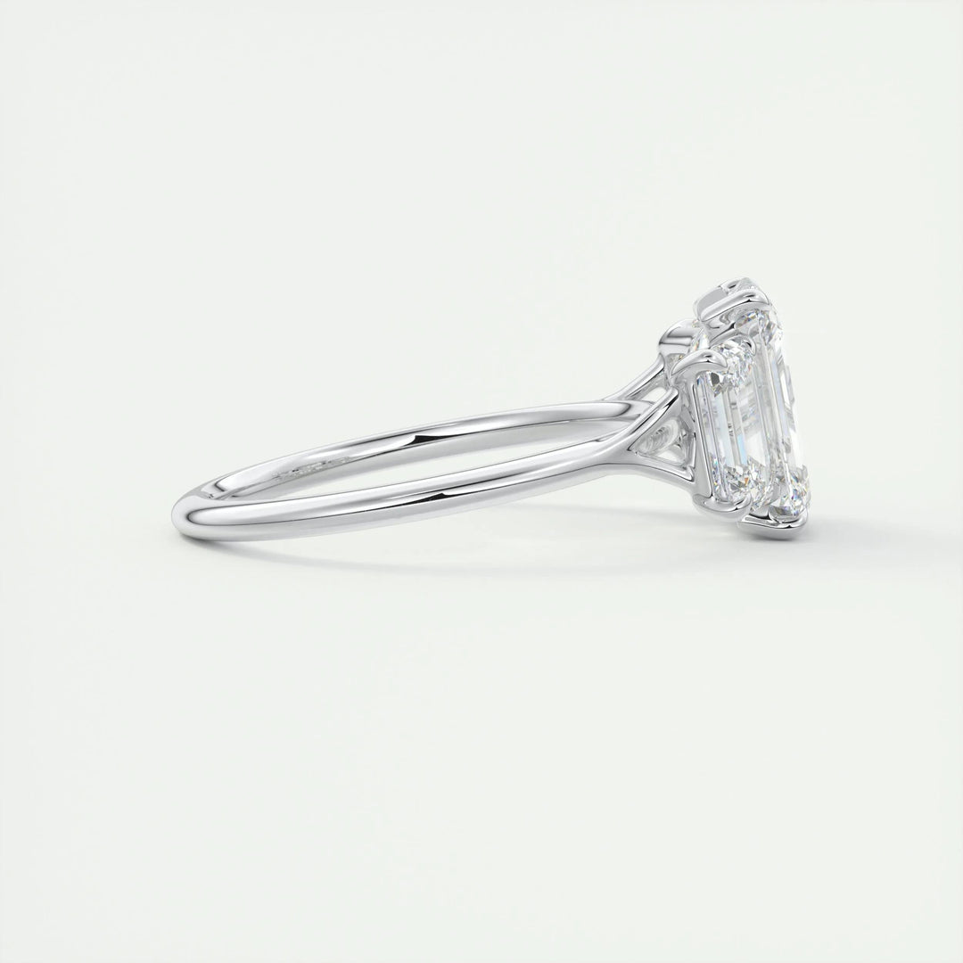 2ct Emerald F - VS1 Lab Grown Diamond Three Stones Engagement Ring - Doozy Diamonds