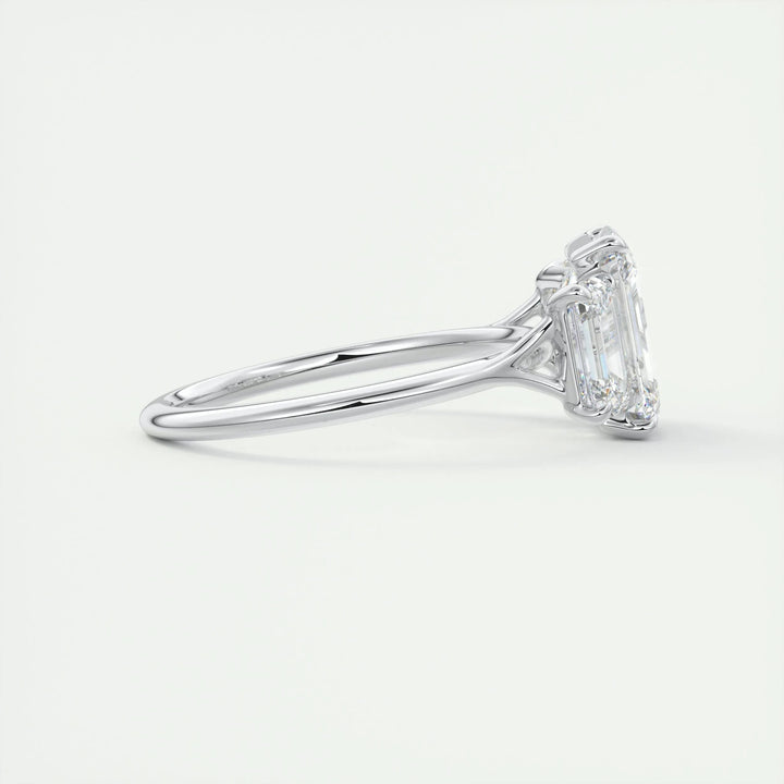 2ct Emerald F - VS1 Lab Grown Diamond Three Stones Engagement Ring - Doozy Diamonds