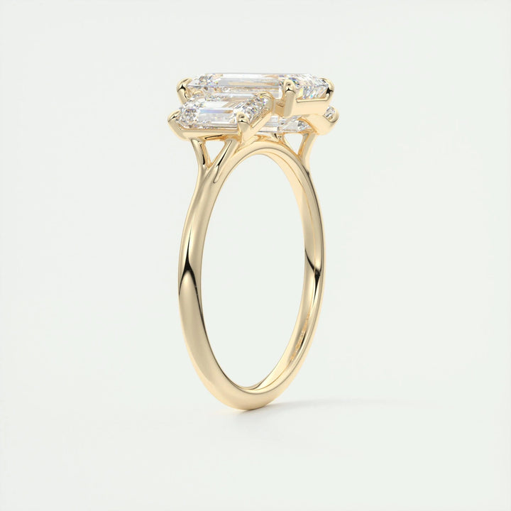 2ct Emerald F - VS1 Lab Grown Diamond Three Stones Engagement Ring - Doozy Diamonds