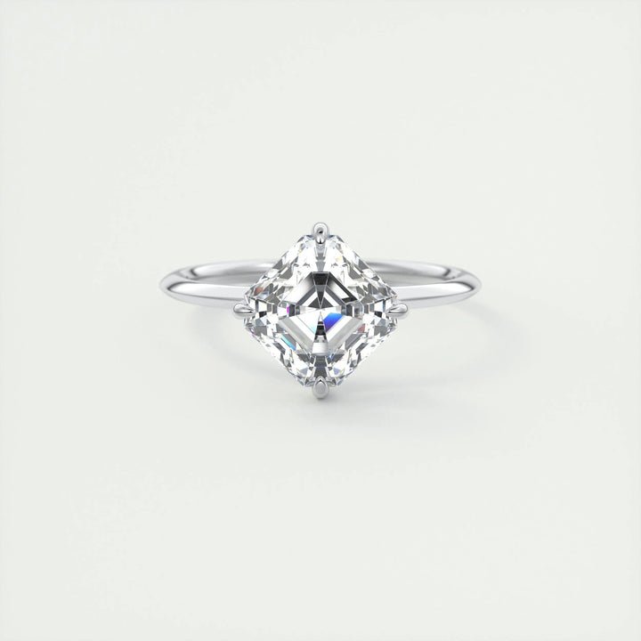 2ct Asscher F- VS1 Lag Grown Diamond Solitaire Engagement Ring