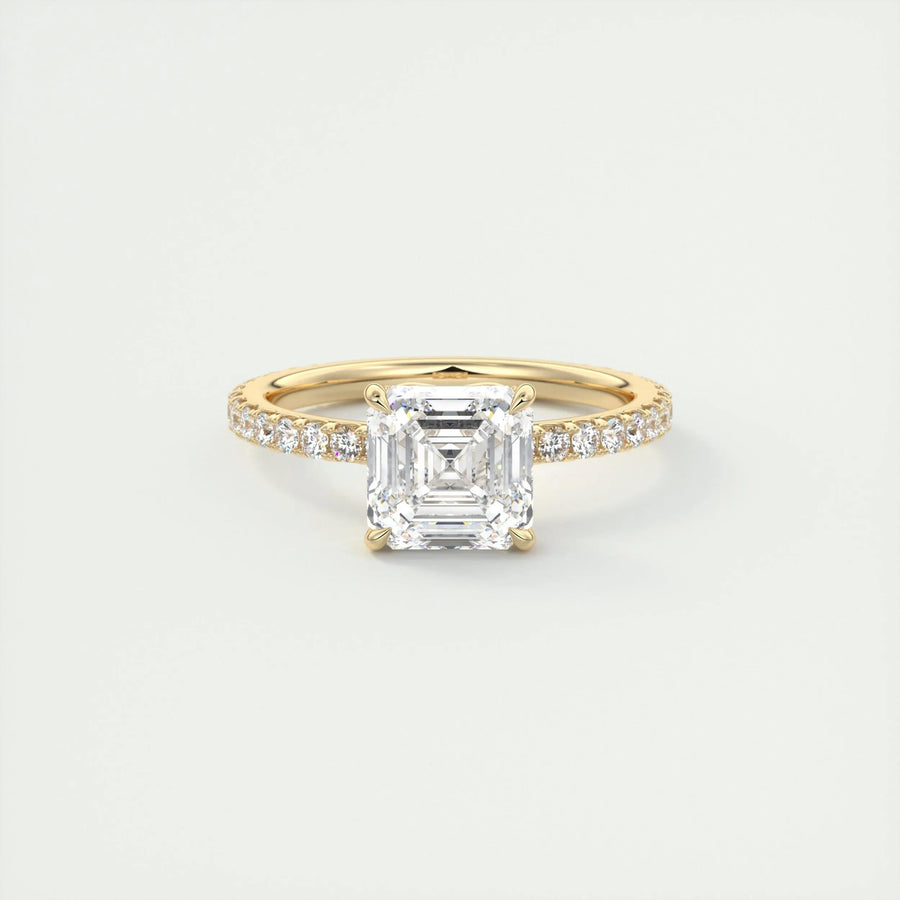 asscher pave rose gold ring, 2ct asscher diamond ring, rose gold engagement ring, asscher cut diamond ring, asscher diamond pave ring, F VS1 asscher diamond ring, luxury asscher rose gold ring, asscher bridal ring, 2 carat asscher engagement ring, asscher pave diamond band,