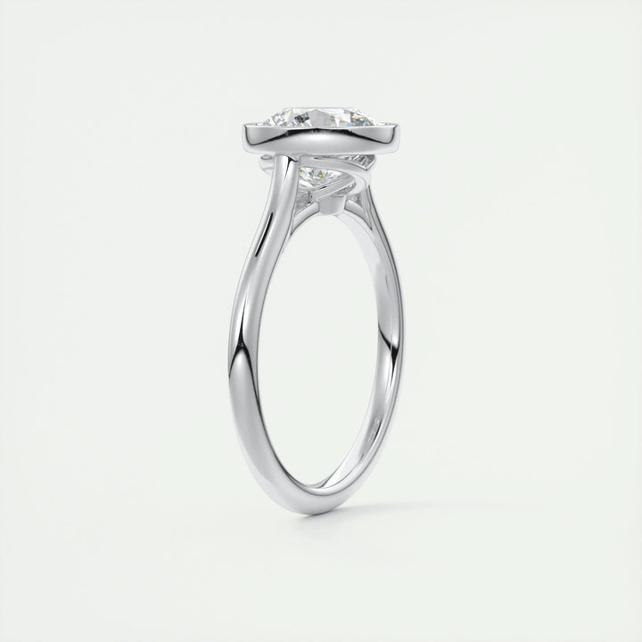 2ct Bezel Set Round F- VS1 Diamond Solitaire Lab Grown Engagement Ring