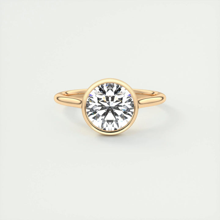 2ct Bezel Set Round F- VS1 Diamond Solitaire Lab Grown Engagement Ring