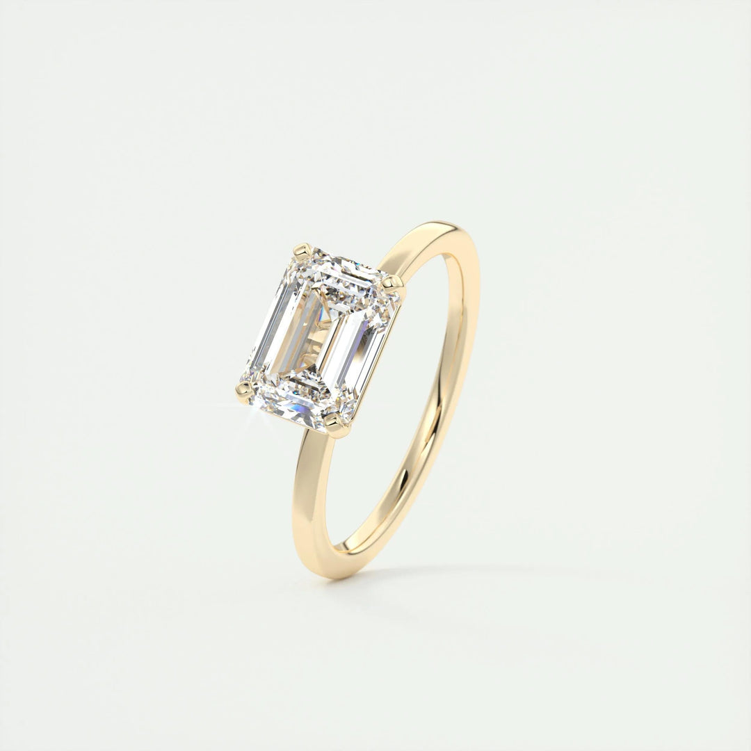 2ct East West Emerald F - VS1 Lab Grown Diamond Solitaire Engagement Ring - Doozy Diamonds