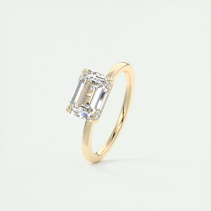 2ct East West Emerald F - VS1 Lab Grown Diamond Solitaire Engagement Ring - Doozy Diamonds