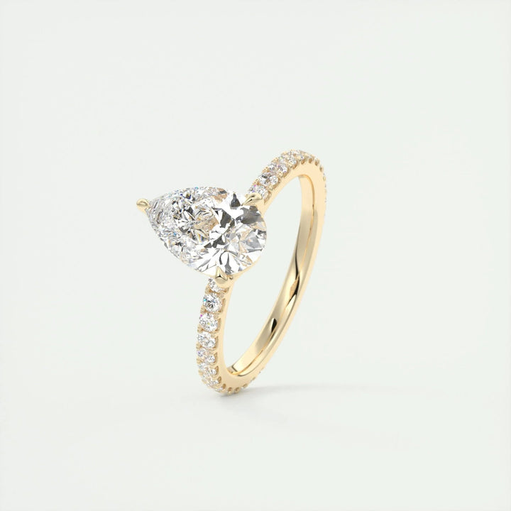 2ct Pear F - VS1 Diamond Pave Engagement Ring - Doozy Diamonds