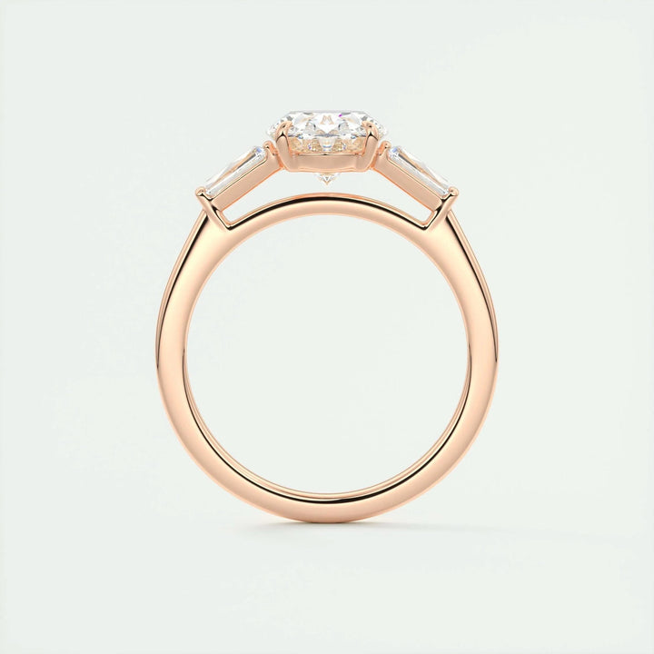 2ct Oval F - VS1 Lab Grown Diamond Three Stones Engagement Ring - Doozy Diamonds