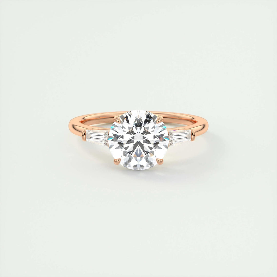 2ct Round F - VS1 Lab Grown Diamond Three Stones Engagement Ring - Doozy Diamonds