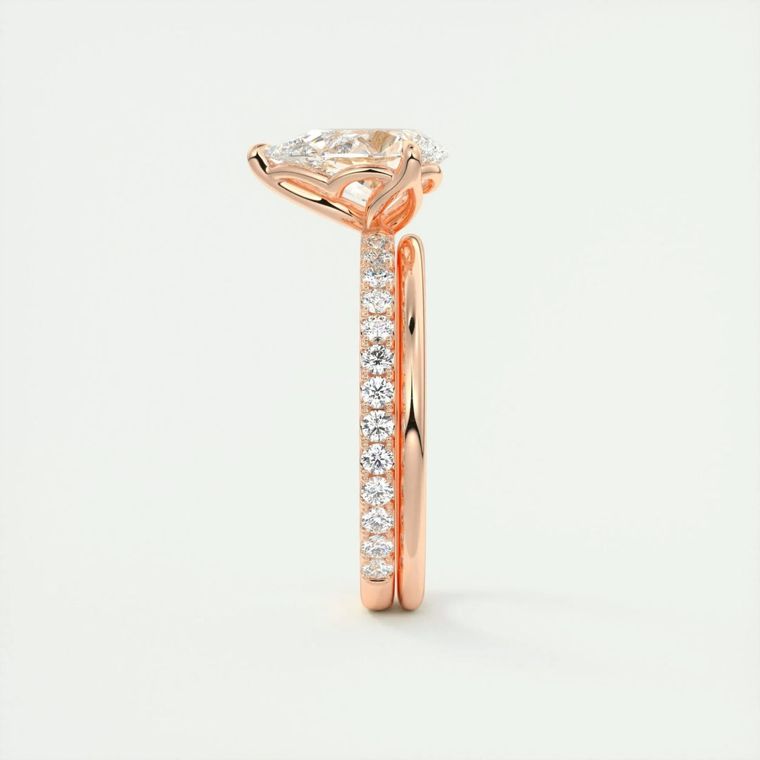 2ct Pear F - VS1 Diamond Pave Engagement Ring - Doozy Diamonds