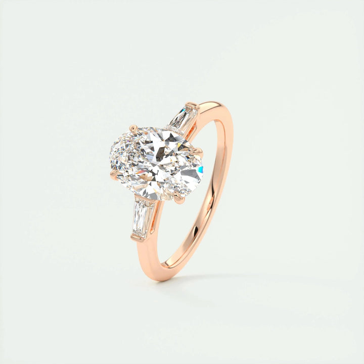 2ct Oval F - VS1 Lab Grown Diamond Three Stones Engagement Ring - Doozy Diamonds