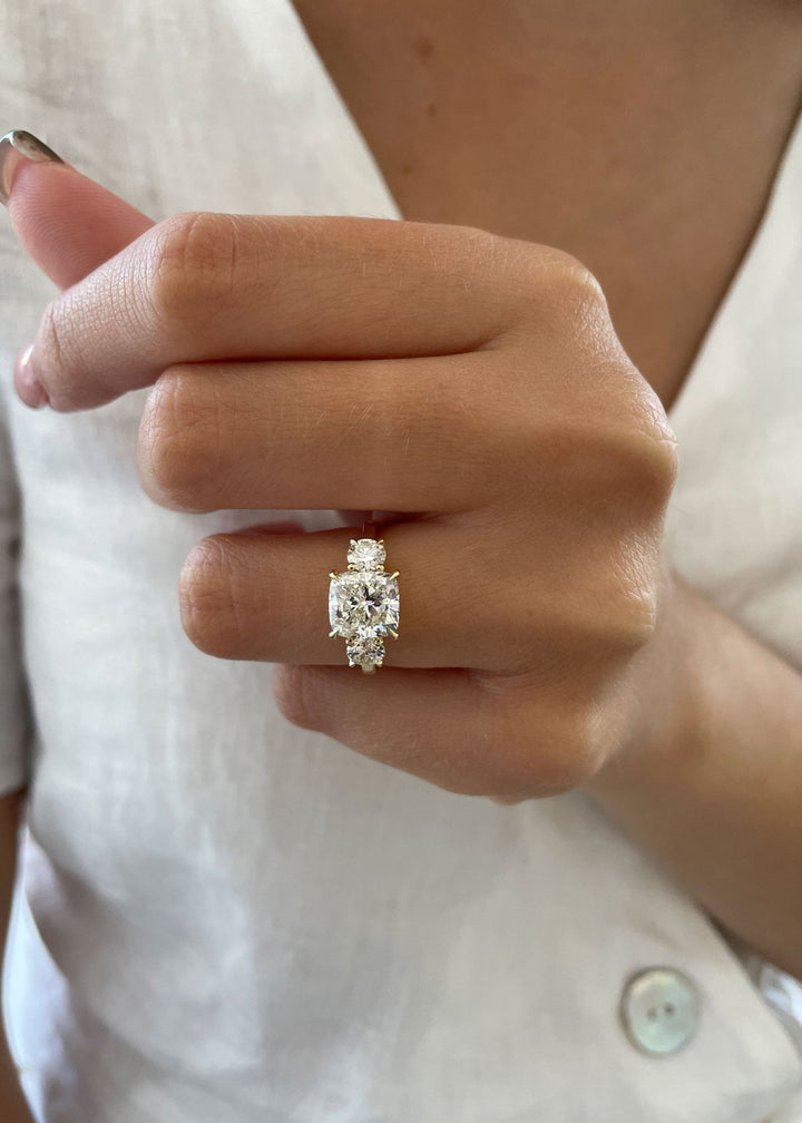 lab grown cushion diamond bridal ring