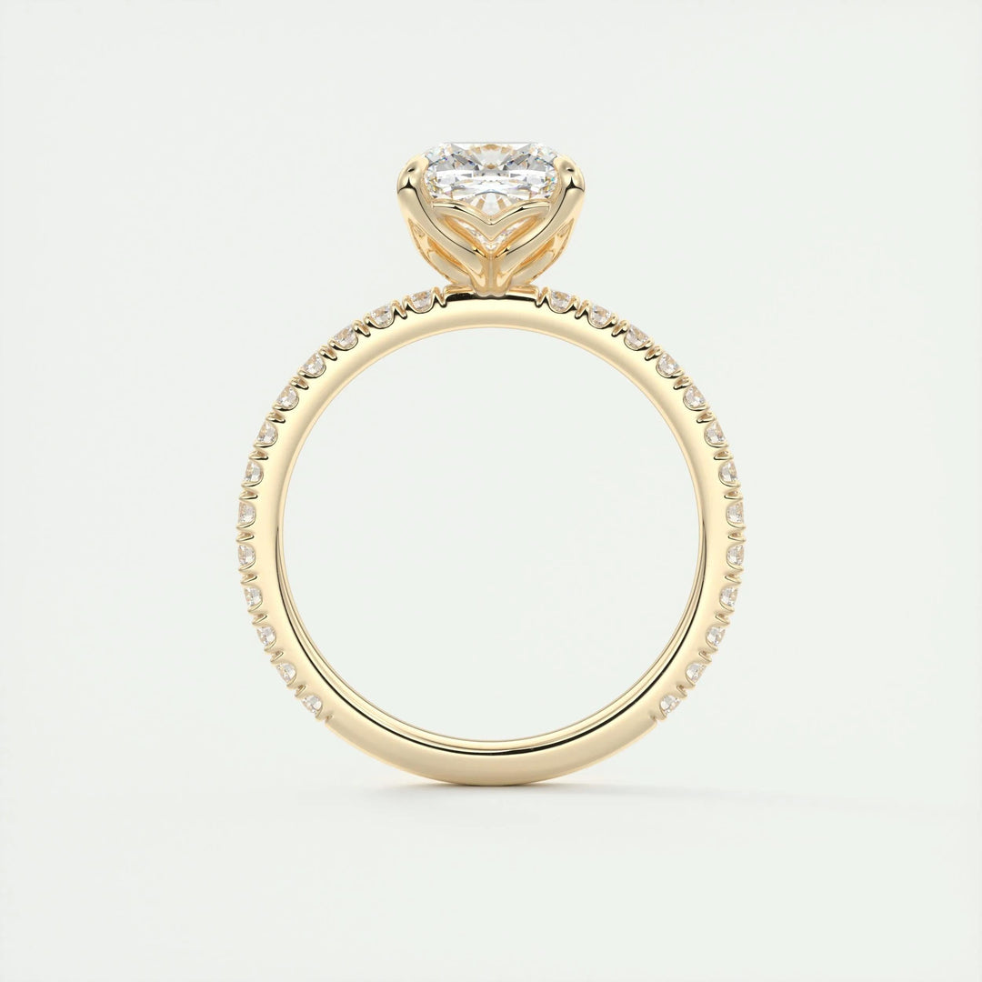 2ct Cushion F- VS1 Diamond Pave Engagement Ring