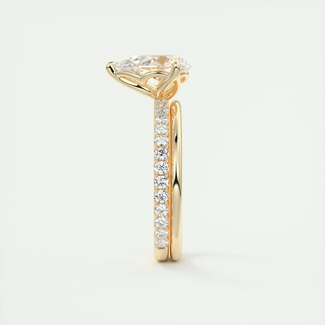 2ct Pear F - VS1 Diamond Pave Engagement Ring - Doozy Diamonds