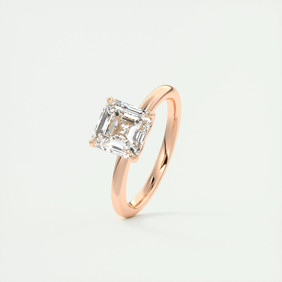 2ct Asscher F- VS1 Diamond Solitaire Engagement Ring