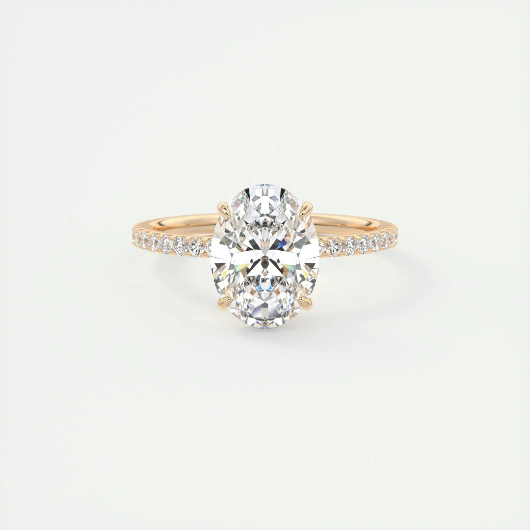 2ct Oval F - VS1 Lab Grown Diamond Pave Engagement Ring - Doozy Diamonds