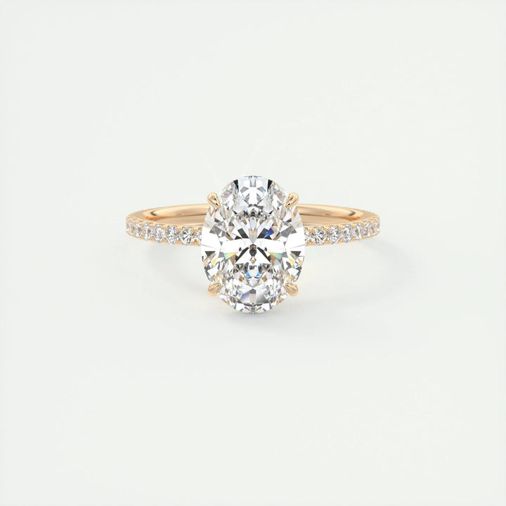 2ct Oval F - VS1 Lab Grown Diamond Pave Engagement Ring - Doozy Diamonds