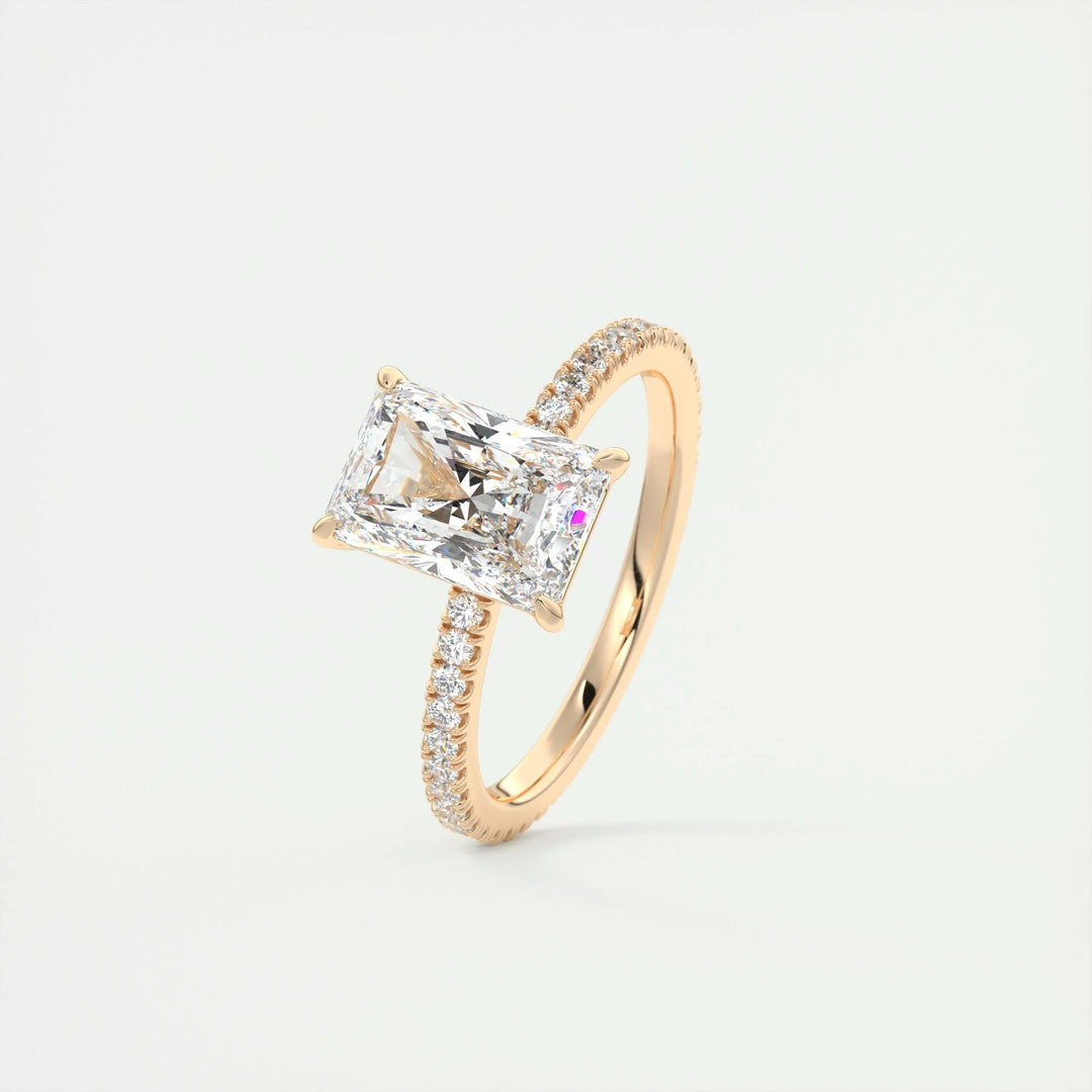 2ct Radiant F - VS1 Lag Grown Diamond Pave Engagement Ring - Doozy Diamonds