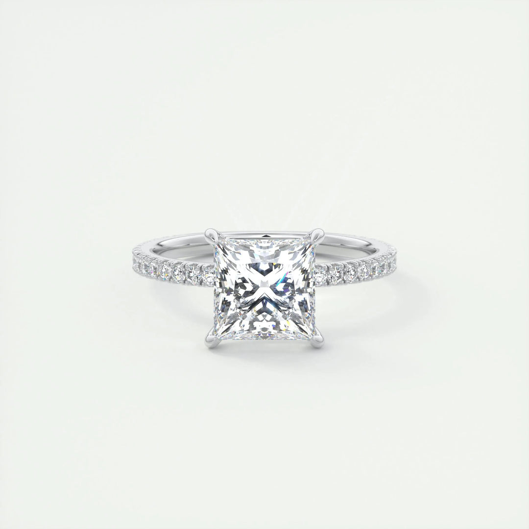 2ct Princess F - VS1 Lab Grown Diamond Pave Engagement Ring - Doozy Diamonds
