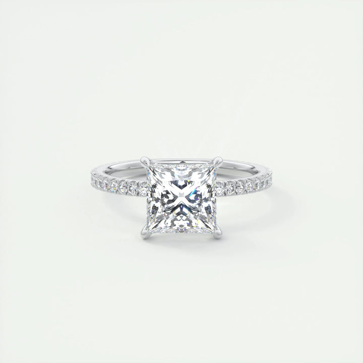 2ct Princess F - VS1 Lab Grown Diamond Pave Engagement Ring - Doozy Diamonds