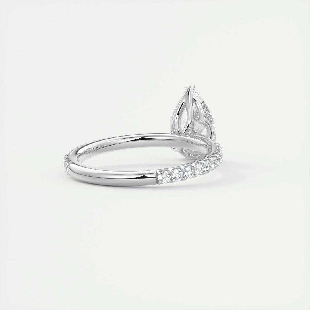 2ct Pear F - VS1 Diamond Pave Engagement Ring - Doozy Diamonds