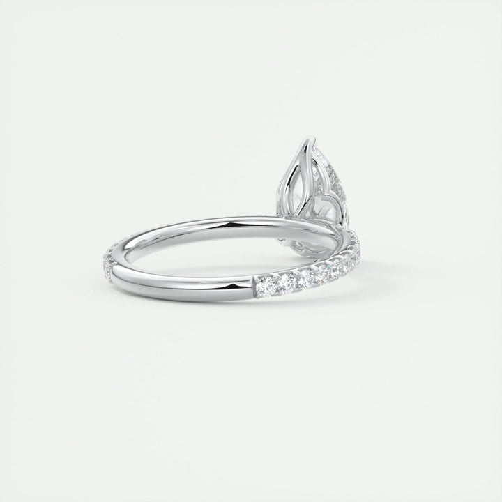 2ct Pear F - VS1 Diamond Pave Engagement Ring - Doozy Diamonds