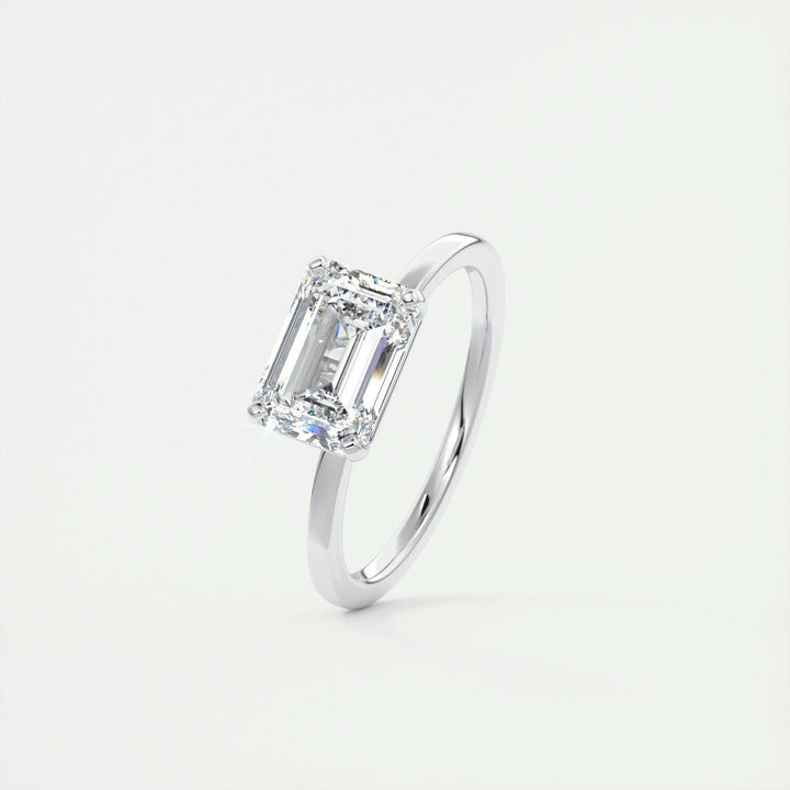 2ct East West Emerald F - VS1 Lab Grown Diamond Solitaire Engagement Ring - Doozy Diamonds