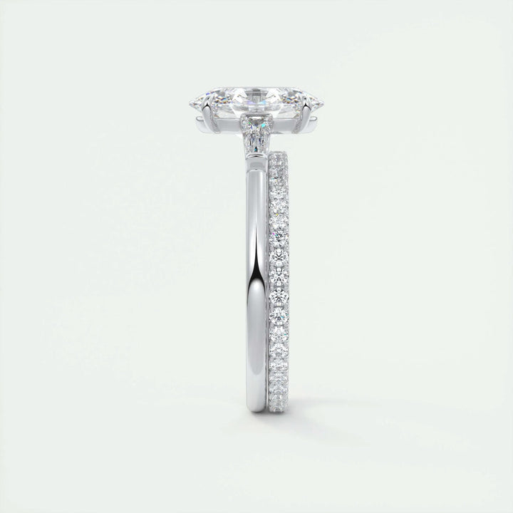 2ct Oval F - VS1 Lab Grown Diamond Three Stones Engagement Ring - Doozy Diamonds