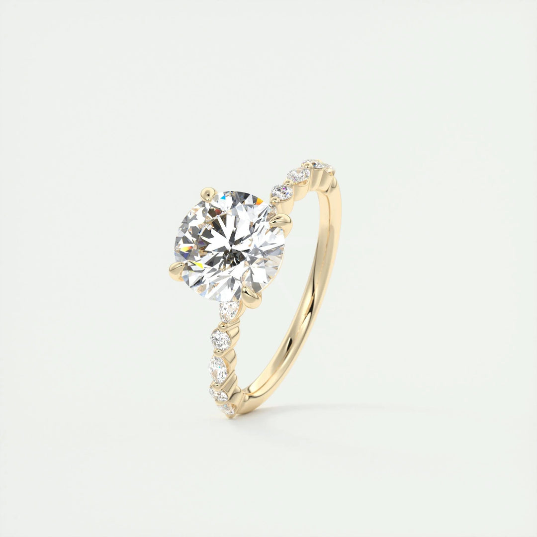 2ct Round F - VS1 Lab Grown Diamond Pave Engagement Ring - Doozy Diamonds