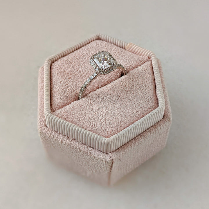 elegant bridal ring, designer radiant ring, radiant statement ring, sophisticated bridal ring, contemporary luxury ring, unique proposal ring, luxury love ring.