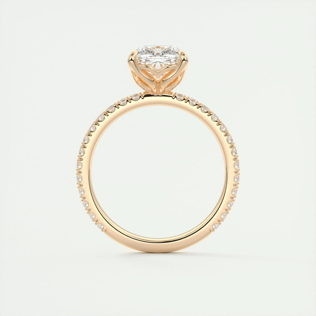 2ct Cushion F- VS1 Diamond Pave Engagement Ring