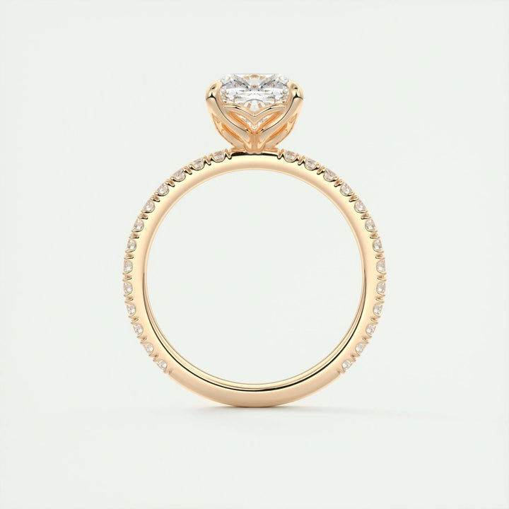 2ct Cushion F- VS1 Diamond Pave Engagement Ring