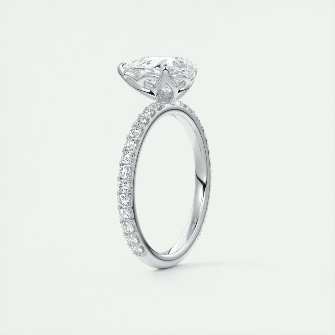 2ct Pear F - VS1 Diamond Pave Engagement Ring - Doozy Diamonds