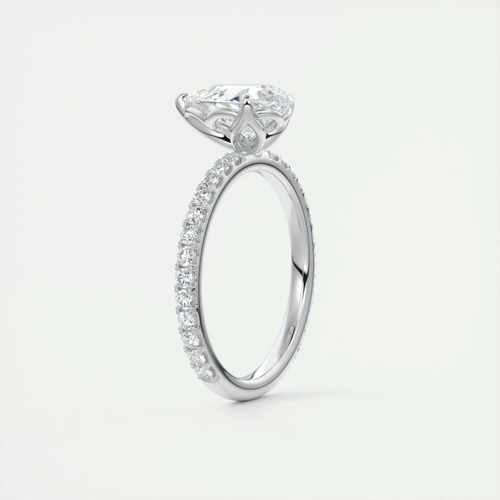 2ct Pear F - VS1 Diamond Pave Engagement Ring - Doozy Diamonds