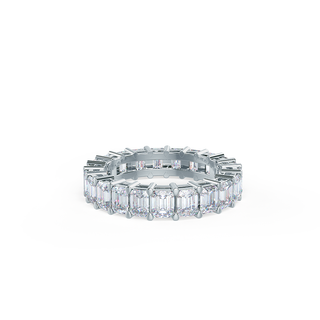 4.0mm Emerald Cut Moissanite Diamond Full Eternity Wedding Band