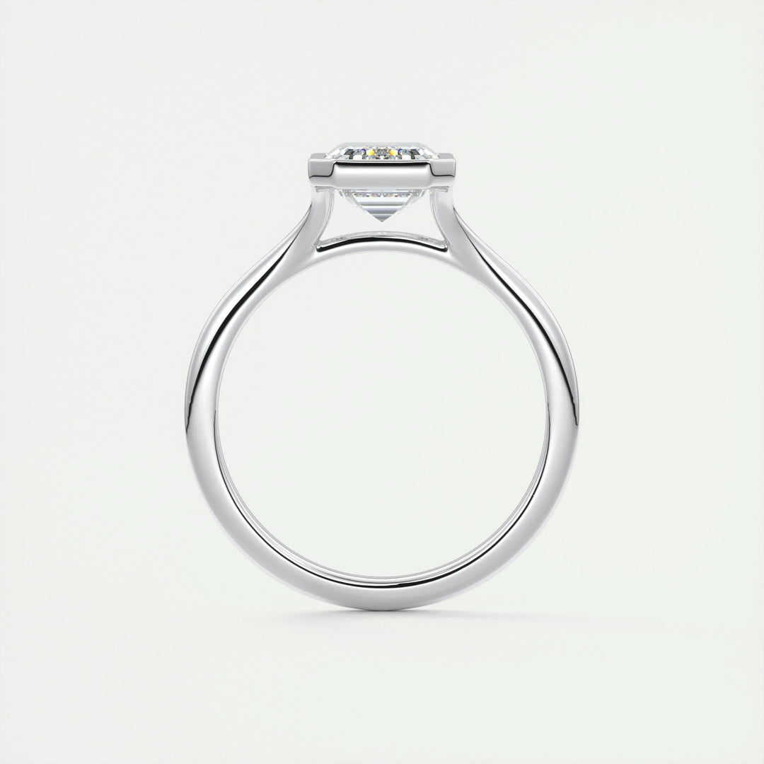 2ct Bezel Set Emerald Cut F- VS1 Diamond Solitaire Lab Grown Engagement Ring