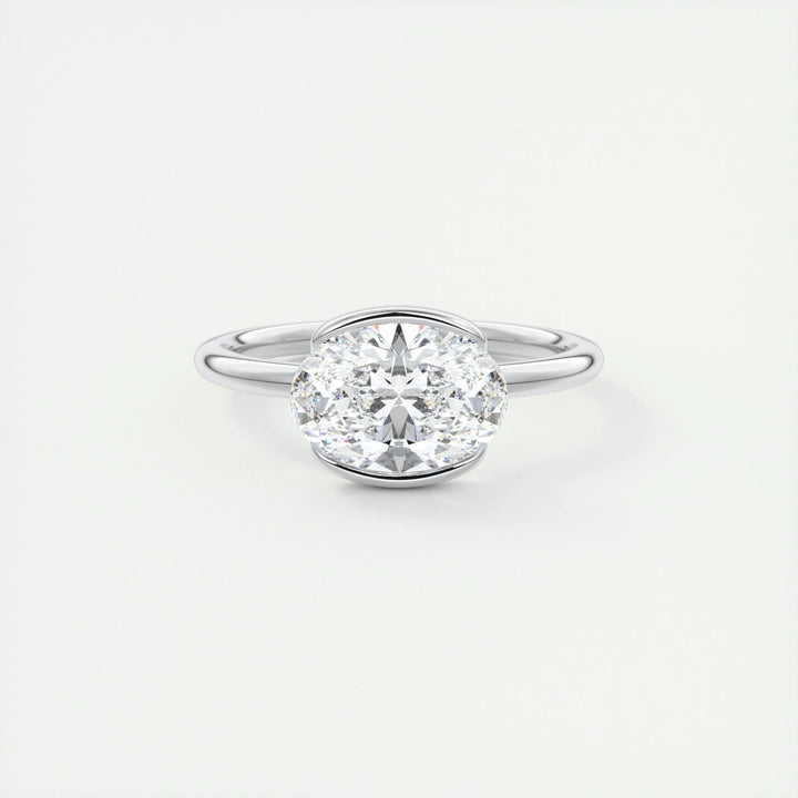 2ct Oval Cut Unique Bezel Lab Grown Diamond Solitaire Engagement Ring - Doozy Diamonds