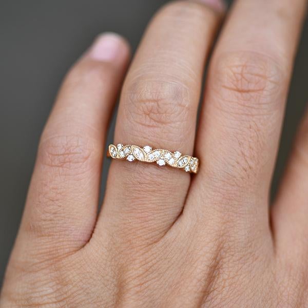 1.5mm Round Brilliant Cut Moissanite Bridal Stack Wedding Band