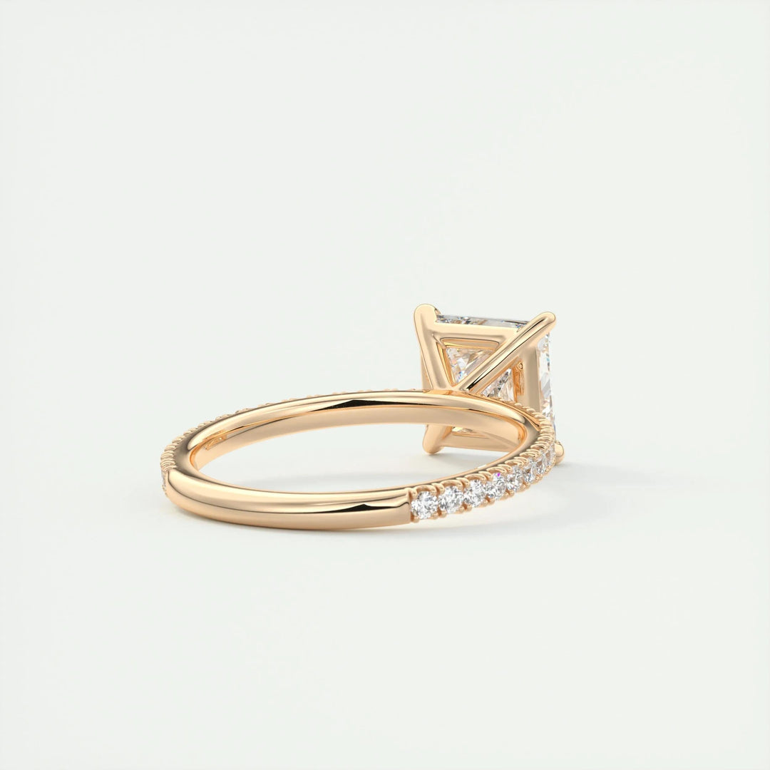 2ct Princess F - VS1 Lab Grown Diamond Pave Engagement Ring - Doozy Diamonds