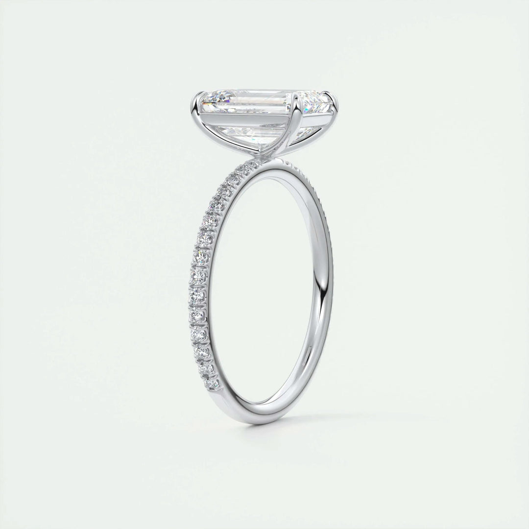 2ct Emerald F - VS1 Lab Grown Diamond Pave Engagement Ring - Doozy Diamonds