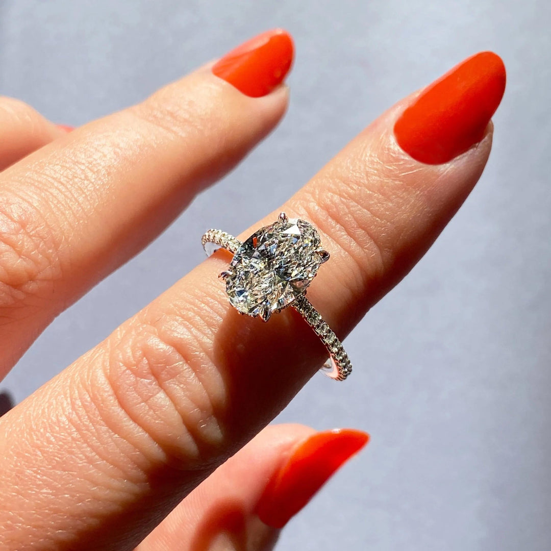 2ct Oval F - VS1 Lab Grown Diamond Pave Engagement Ring - Doozy Diamonds